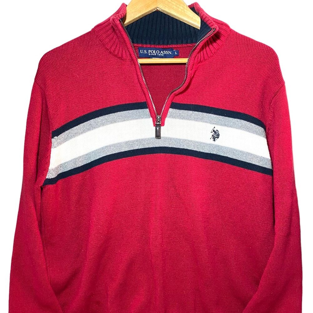 MENS US POLO ASSN. RED PULLOVER SIZE LARGE